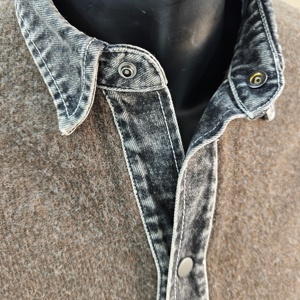 <span class=keywords><strong>Cardigan</strong></span> da Uomo Autunnale Vintage in Maglia con Colletto in Denim, Misto Lana, Effetto Stratificato, Vestibilità Ampia, Anti-restringimento, con Chiusura Frontale - Product Image 2