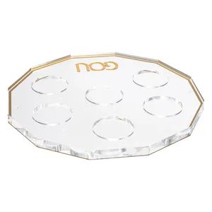 16x16x4.5 vassoio per alimenti in acrilico per alimenti in acrilico trasparente Seder Seder Plate Lucite Square Gold Standoff Seder Plate