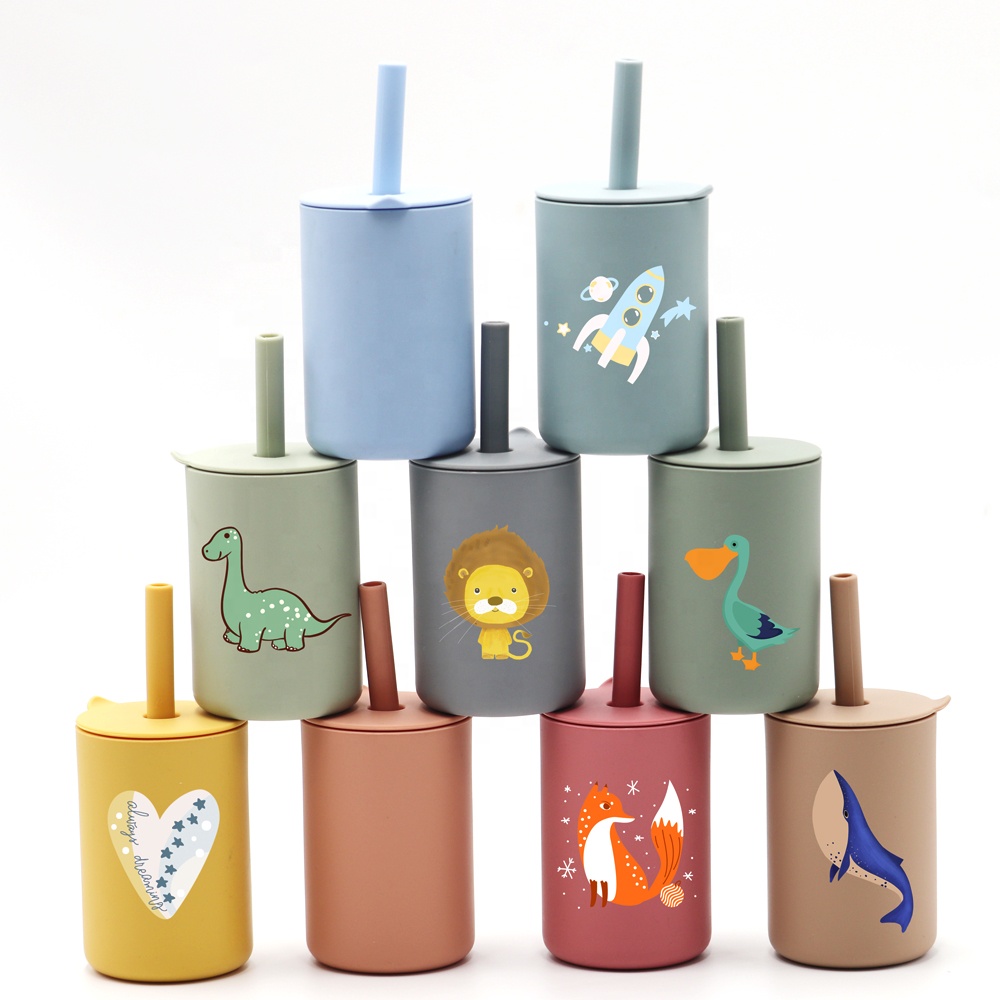 Силиконовые Непроливайки с соломинками и крышками, тренировочная чашка для малышей и малышей