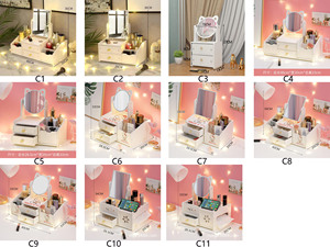 New 2024 trang điểm gương xách tay cô gái Máy tính để bàn mặc quần áo gương sinh viên ký túc xá bàn trang điểm gương đơn giản với hộp lưu trữ - Product Image 6