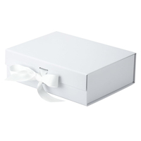 Boîte d'emballage de luxe pliable pour extensions de cheveux avec logo personnalisé, boîtes cadeaux blanches pour perruques avec ruban