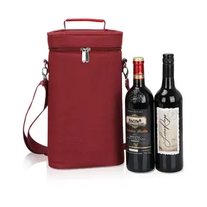 Refrigerador de vinho acolchoado personalizado, saco isolado, transportador de vinho, 2 garrafas, transportador de vinho
