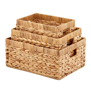 Panier en jacinthe d'eau naturelle tissé à la main personnalisé paniers en <span class=keywords><strong>osier</strong></span> de <span class=keywords><strong>rangement</strong></span> en jonc de mer en paille organisateur nichoirs à vendre - Product Image 1