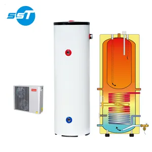 Domestico Sus304/316/duplex 5kw aria-acqua pompa di calore ad acqua calda caldaia a bobina singola serbatoio termostato scaldabagno 150l