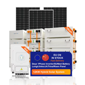 Sistema de Energía Solar Híbrido Doméstico Deye de 12KW 12KVA con Paneles de Silicio Policristalino y Controlador MPPT, Gran Venta - Product Image 1