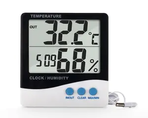 Temperature humidity meter thermometer hydroponics weather station hygrometer Clock Max Min Indoor Outdoor digital thermometer