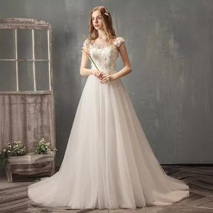 Drop Shipping 2025 New Floral Forest-Style French-Style Wedding Gown Ultra-<span class=keywords><strong>Fairy</strong></span> Simple A-Line Dress Petite Trailing <span class=keywords><strong>Tail</strong></span> for Dreamy Brides - Product Image 4