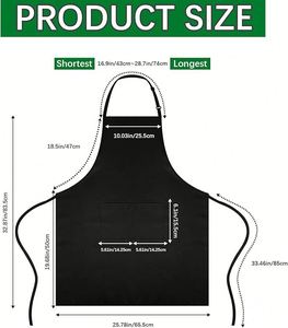 Custom Logo Dishwashing With Front Pocket <b>Black</b> Bib <b>Apron</b> - Product Image 2