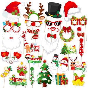 Christmas Photo Booth Props Kit Santa Hat Glasses Decoration for Xmas Party Photography <strong>Background</strong> Supplies Holiday Festival Fun - Product Image 6