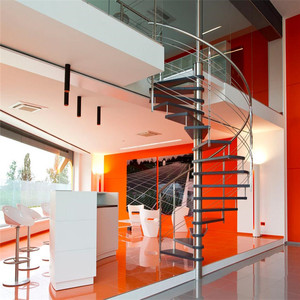 Escalera <span class=keywords><strong>de</strong></span> Caracol <span class=keywords><strong>de</strong></span> Acero Personalizada para Interiores, <span class=keywords><strong>Diseño</strong></span> Moderno <span class=keywords><strong>de</strong></span> Escalera Helicoidal Flotante con Barandilla - Product Image 5