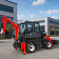 Miniescavatore Multifunzione LUYU, Trattore Compatto 4x4 con Caricatore Frontale e Retroescavatore per Fattoria