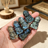 Natürliche Labradorit Geschnitzte Baby-Buddha-Statue Mini Edelstein-Buddha-Skulptur Spirituelle Kristall-Dekoration Geschenk für Großhandel