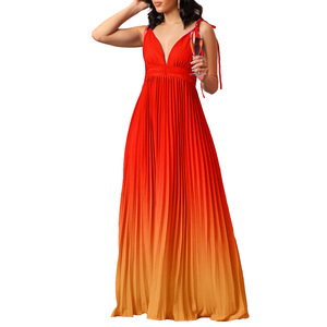 Offre Spéciale été col profond Sexy cordon Slip robe dégradé changement longue grande taille populaire femmes robe de soirée - Product Image 2