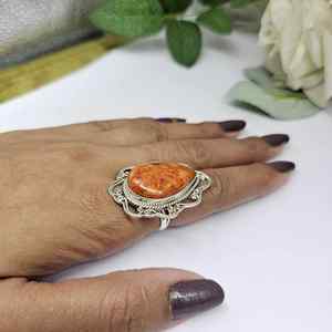 Oyster Copper <b>Turquoise</b> <b>Ring</b> 925 Sterling Silver <b>Ring</b>, Handmade <b>Ring</b>, Oval Gemstone <b>Ring</b>, Statement <b>Ring</b> - Product Image 2