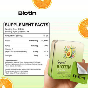 Tiras orales de biotina, folato y vitamina E de marca privada de alta calidad para la salud de la piel y el cabello, suplemento dietético de belleza. - Product Image 2