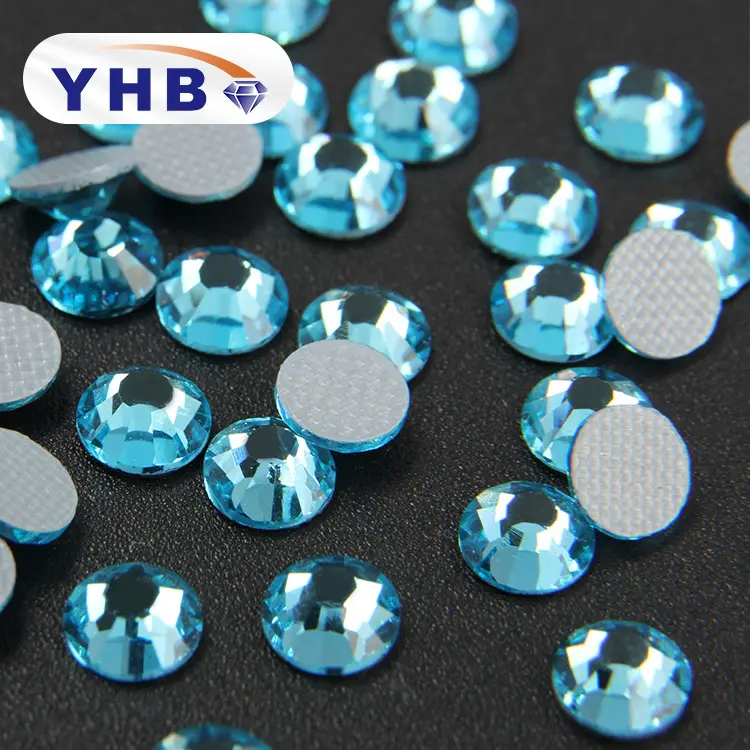 YHB Thủy Tinh Đầy Màu Sắc Pha Lê Lỏng AB Vòng Gems Nail Art Hỗn Hợp Flatback Nail Rhinestone