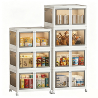 Armoire de rangement pliable transparente à double porte avec tiroirs, idéale pour vêtements, bureau et chambre, installation facile