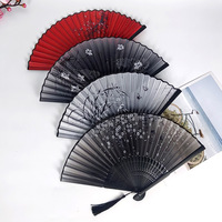 Éventail Pliant en Bambou Peint sur Mesure, Style Vintage Chinois avec Pompon, Idéal pour la Danse Hanfu, le Cosplay, Cadeau d'Été pour Hommes et Femmes, Vente en Gros