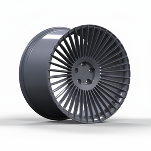 Rines de aluminio forjados a medida de 20, 21 y 22 pulgadas, color plata cepillada, multirradio, cara plana, para sedanes de lujo. - Product Image 1