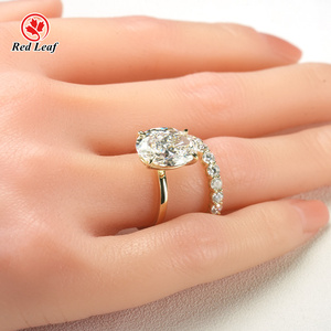 Redleaf 9K 10k 14k vàng Bộ nhẫn vàng hình bầu dục cắt DEF vvs VS 1CT 2ct với IGI báo cáo phòng thí nghiệm phát triển chiếc nhẫn kim cương - Product Image 3