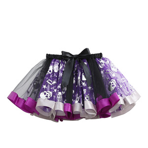 Falda Tutú de Gasa Estampada con Puntos de Araña y Murciélago para Niñas, Disfraz Infantil de Halloween, 25 Colores - Product Image 4