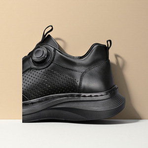 Men's Genuine <b>Leather</b> Sporty <b>Sneakers</b> Round Toe Breathable Mesh Lining Rubber Outsole Summer Casual Shoes EVA Midsole - Product Image 2