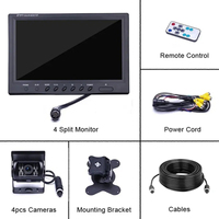 Kit de caméra de recul filaire 1080P populaire 9'' pour camion avec moniteur HD triple/quadruple écran et enregistrement
