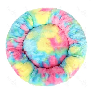 Faux Fur Comfortable Washable Soft Donut Pet Dog Cat Bed for Large dog Warm Round Customized Calming Fluffy Plush Pet Dog Bed
