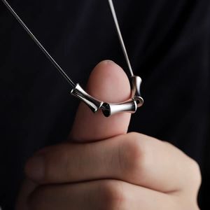 Unisex Bamboo Link Stainless Steel <b>Necklace</b>, New Chinese Style Waterproof Gold Plated Thin Long Sweater Chain, Fashion Hip Hop M - Product Image 4