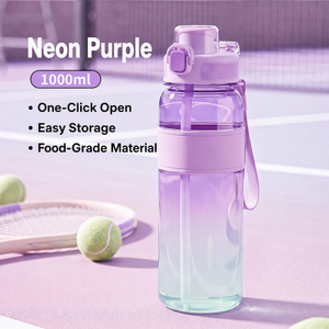 Borraccia Sportiva in PC da 1000ml con Coperchio Apribile con Un Clic, Bottiglia Portatile di Grande Capacità con Cannuccia per Palestra e Ciclismo, OEM - Product Image 5