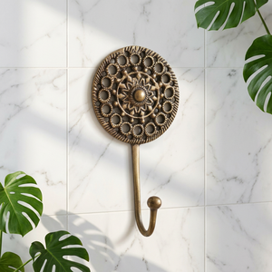 Ak Brass Sunflower Design Antique Brass Finished Metal Wall Hook <b>Hanger</b> Coat Clothes Towel <b>Key</b> <b>Hanger</b> For Home Decor - Product Image 1