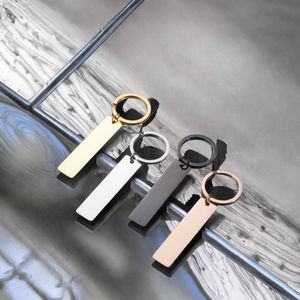 Llaveros Rectangulares Metálicos Brillantes para Grabado Personalizado, Etiquetas Colgantes DIY con Anillo para Llaves - Product Image 3