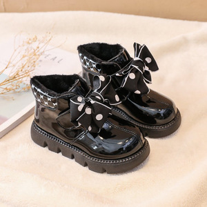 Chaussures d'extérieur pour enfants de haute qualité, à semelle souple, avec nœud, en cuir givré, bottes de princesse pour filles - Product Image 6