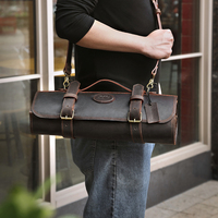 Nouveau Design Crazy-horse Sacs à dos en cuir Couteau de chef professionnel Rouleau Sac 11 fentes Pochette de rangement portable