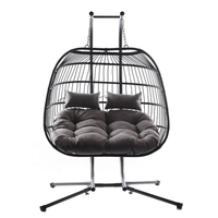 Oeuf suspendu à double siège pour l'intérieur Chaise d'usine en rotin PE Chaise balançoire pour l'extérieur