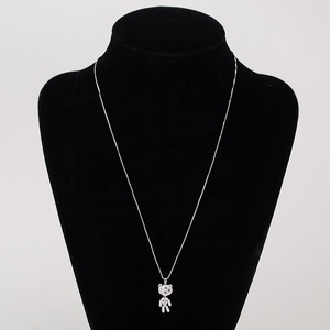 Cz piedra ajustable caja de cadena de plata de ley 925 jwelleries oso de peluche lindo colgante de collar para las mujeres - Product Image 6