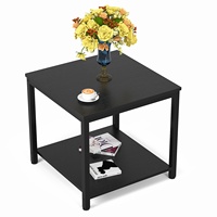 Table d'appoint carrée en bois multicouche de style américain simple et moderne Table basse d'angle en fer pour chambre à coucher à domicile Meubles de maison