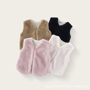 Gilet en fausse fourrure style coréen pour filles, <span class=keywords><strong>veste</strong></span> longue chaude à simple boutonnage pour enfants, pour l'automne/hiver, vente en gros - Product Image 5