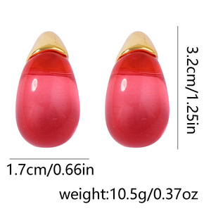 Fashion Transparent Multi-color <b>Resin</b> Water Drop <b>Earrings</b> for Women - Product Image 2