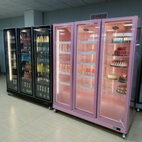 Refrigerador con Pantalla LED Brillante y Enfriador de Flores, Refrigerador Profesional con Vidrio Transparente
