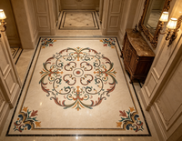 Carreaux de marbre de style européen de luxe, incrustation florale beige et blanche pour hôtel et villa