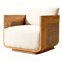 Canapé en teck de style chinois nordique, mobilier de cour, jardin, extérieur, villa, balcon, maison d'hôtes, hôtel, modèle 605