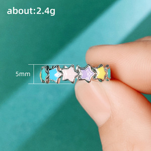 Anello a Stella Colorato, Gioiello da Dito in Stile Smaltato per Donne, Design a Cerchio Completo - Product Image 3