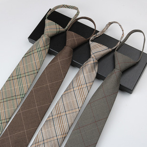 Người đàn ông của dây kéo Tie rô sọc retro phong cách người anh quý ông kaki màu Tie - Product Image 1