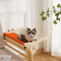 Hamac pour chat rectangulaire en bois, design tendance, motif dessin animé, suspendu, portable, avec housse amovible, vente en gros d'usine
