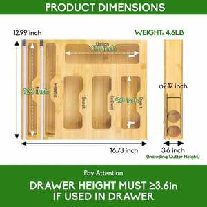 Kitchen Multi-Functional Storage Organizer Bamboo Foil and <b>Plastic</b> <b>Wrap</b> Organizer Ziplock Bag Storage Organizer - Product Image 2