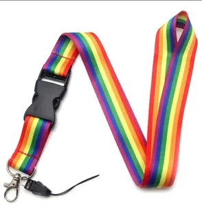 Gökkuşağı Gay Pride cep telefon askısı boyun boyunluklar için hızlı bırakma toka ile tuşları kimlik kartı cep telefonu halat dokuma