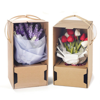 Boîtes à fleurs en carton ondulé faites à la main et sur mesure avec poignée, grande boîte d'expédition pour emballage cadeau