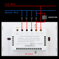 Alexa-Interruptor táctil inteligente Tuya, inalámbrico, RF, 433Mhz, remoto, 1/2/3 entradas