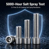 Vis à tête hexagonale revêtues de Dacromet, sans chromate, protection contre la corrosion par pulvérisation de sel pendant 5000 heures, fixation pour la construction offshore